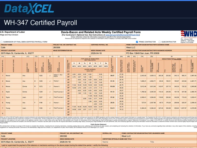 WH-347 Certified Payroll Form Generator screenshot